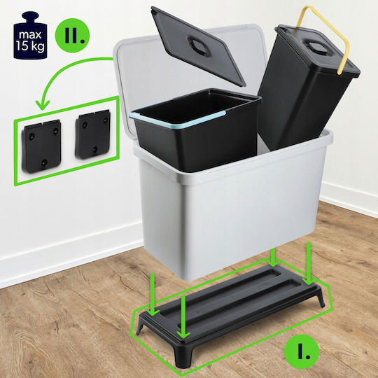 Kadax Coș de Gunoi Plastic pentru Dulap Gri 12lt 1buc