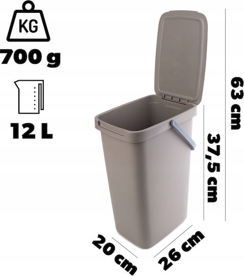 Kadax Coș de Gunoi Plastic Maro 12lt 1buc