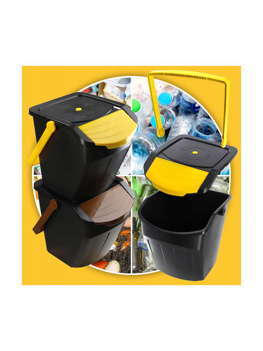 Kadax Kadax Recycling Waste Bin Plastic Push Black 25lt
