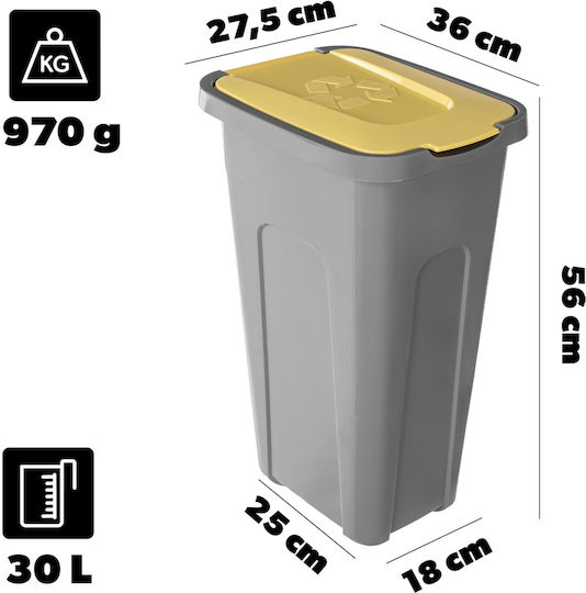 Kadax Coș de Gunoi Plastic Gri 30lt 1buc