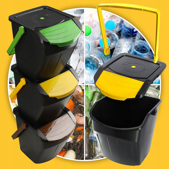 Kadax Coș de Reciclare Plastic Negru 25lt 1buc