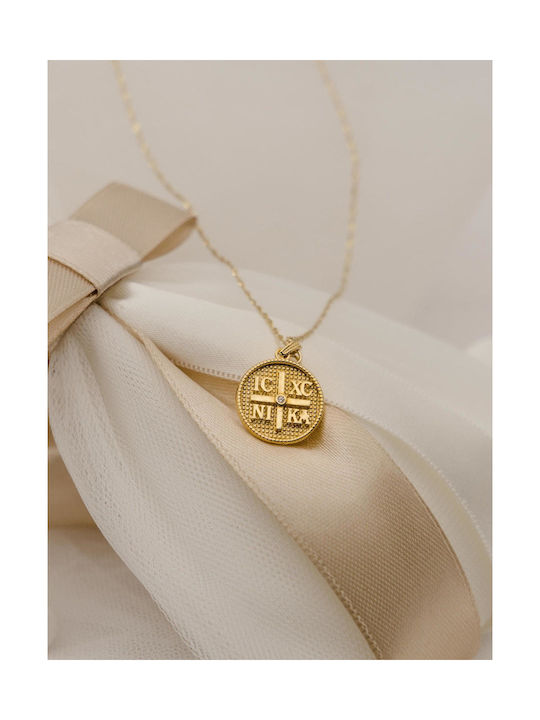 Themelidis Jewels Charm Фулактó Константин с Камъни от Жълто Злато 14 Карата със Зиркон