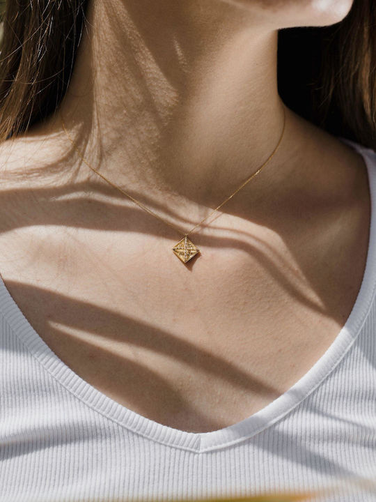 Themelidis Jewels Necklace Constantine Amulet from Gold 14K with Diamond