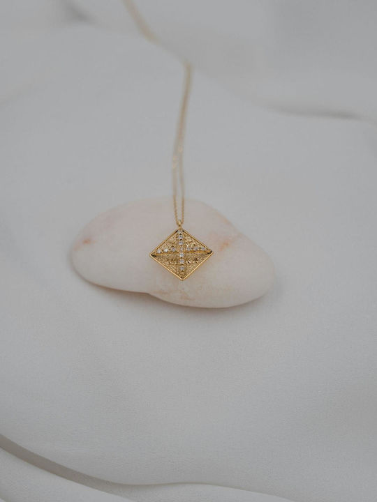 Themelidis Jewels Necklace Constantine Amulet from Gold 14K with Diamond