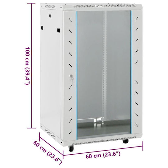vidaXL Επιδαπέδια Καμπίνα Rack 18U 60x60x100cm Μαύρο 3307632