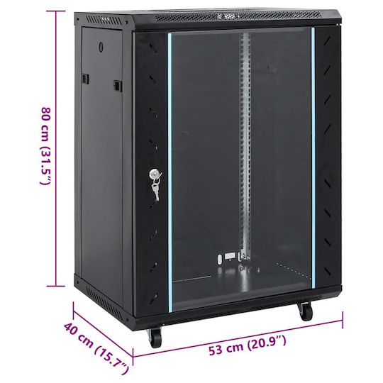 vidaXL Επιδαπέδια Καμπίνα Rack 15U 53x40x80cm Μαύρο 3307629