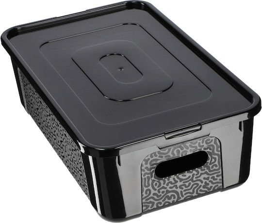 Kadax Plastic Cutie de Depozitare cu Capac Negru 5lt 1buc