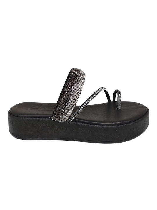 Women's Sparkling Flatform Sandals, ZIZEL 3.251.BL Black