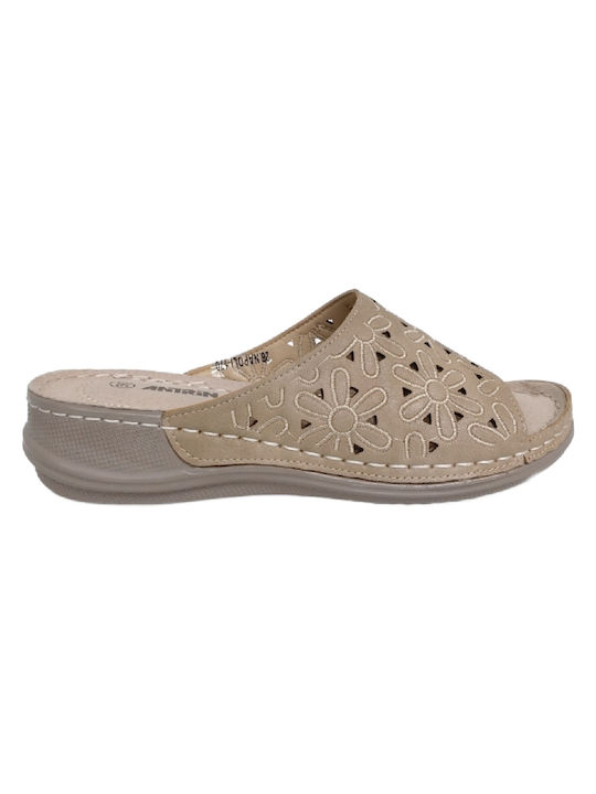 Anatomische Sommer-Pantoletten Damen Plateauschuhe, ANTRIN 28.NAPOLI-170 Beige