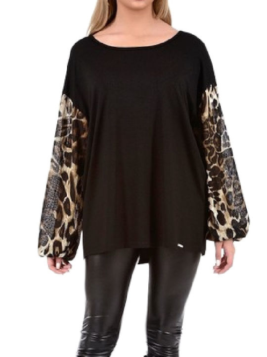 Women's Blouse PARANOIA With Tigre Sleeves 15054 Black