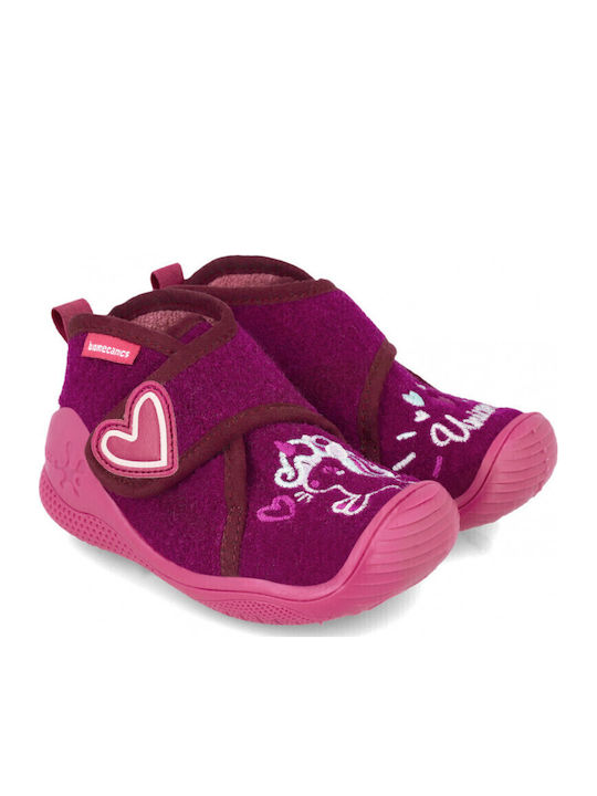 Anatomical Leather Kids Boots with Velcro Burgundy