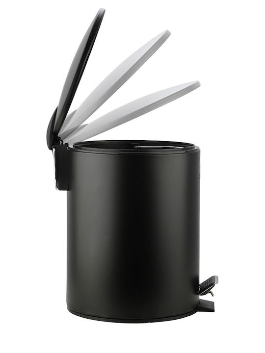 Estia Classic Metallic Bathroom Brush and Trash Can Set Soft Close 5l Black