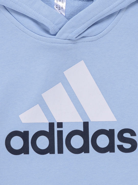 Fleece Kinder-Sweatshirt mit Kapuze und Taschen Blau Essentials