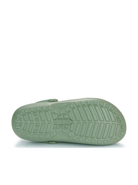 Crocs Classic Fuzz Lined Σαμπό με Γούνα Πράσινα 203591-3WP