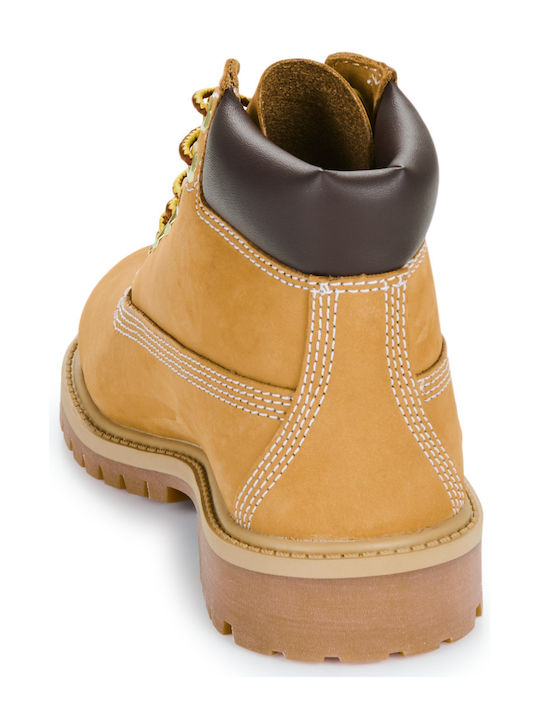 Premium 6 Leather Kids Boots with Laces Brown