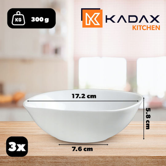 Kadax Μπωλ Σερβιρίσματος Τετράγωνο Γυάλινο Λευκό 19x19εκ. 3τμχ