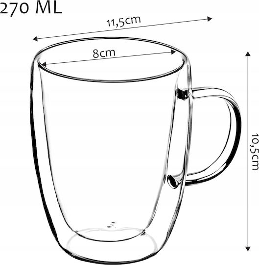 Kadax Κούπα Γυάλινη Διάφανη 270ml 6τμχ