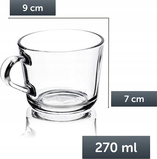 Kadax Mug Glass Transparent 270ml 6pcs