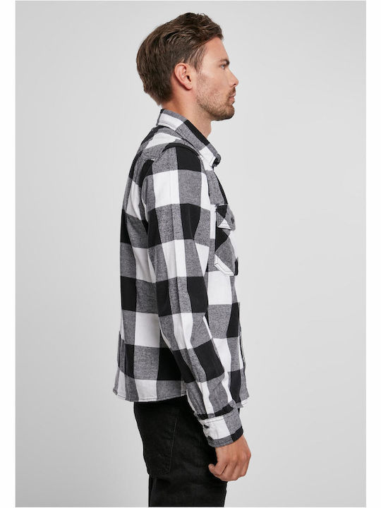 Long Sleeve Cotton Checked Shirt White / Black