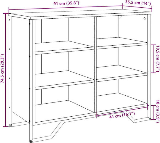 Μπουφές Brown Oak 91x35.5x74.5cm