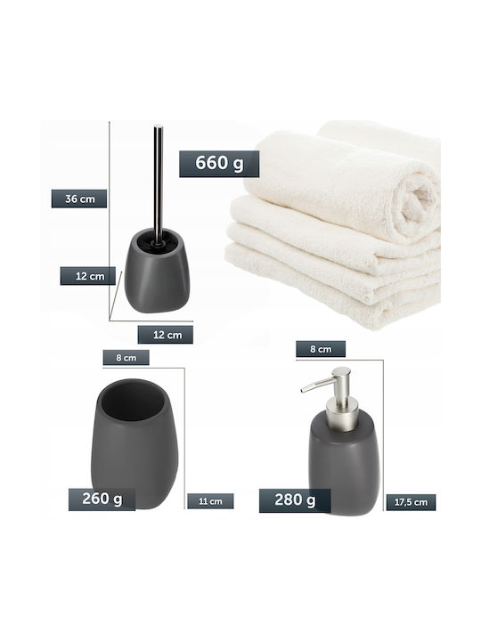 Kadax Kadax Ceramic Bathroom Accessory Set Gray 3 Pieces
