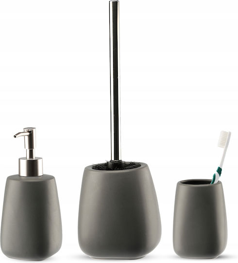 Kadax Set Accesorii Pentru Baie Ceramică Gri 3 Bucăți