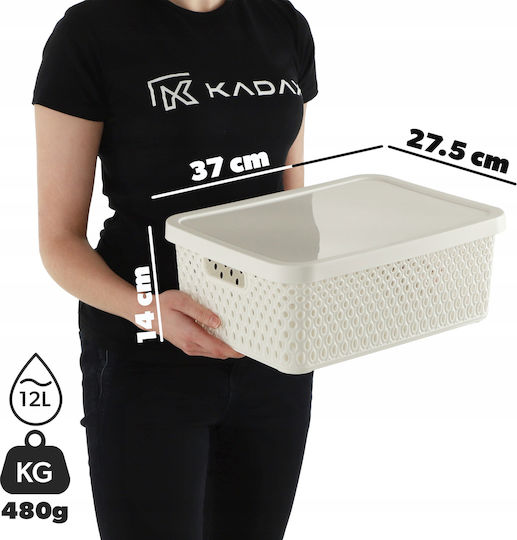 Kadax Storage Basket Plastic with Lid White 12lt 1pcs Kadax Storage Basket Plastic with Lid White 12lt 1pcs