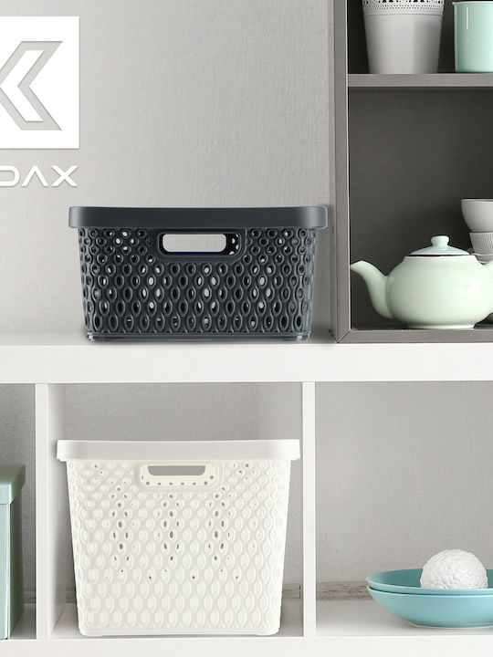Kadax Coș de Depozitare Plastic cu capac Alb 18lt 1buc