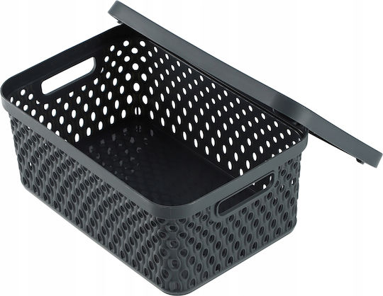 Kadax Coș de Depozitare Plastic cu capac Gri 4.5lt 1buc