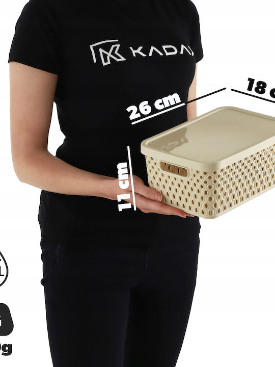 Kadax Coș de Depozitare Plastic cu capac Bej 4.5lt 1buc