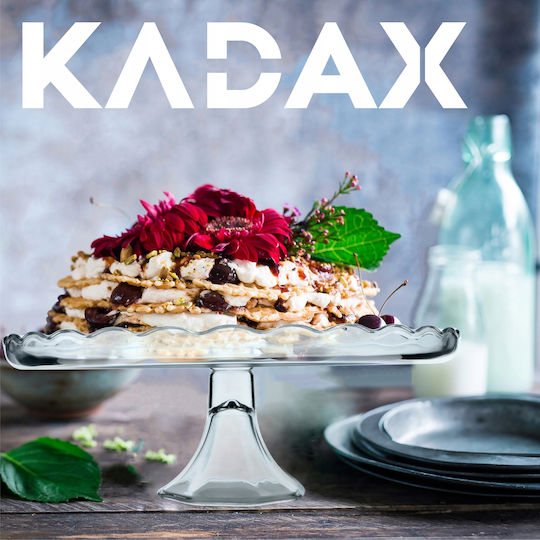 Kadax Τουρτιέρα Γυάλινη με Καπάκι & Πόδι Διάφανη