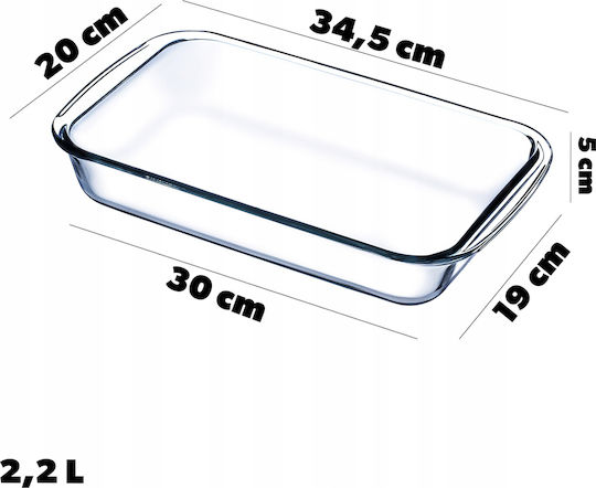 Kadax Rectangular Vas de Gătit Rezistent la Căldură Sticlă 2200ml 1buc