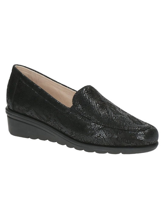 Caprice Leather Women's Moccasins in Black Color