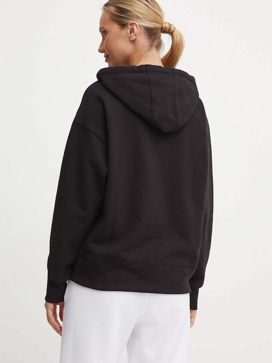 Long Women's Sweatshirt Hooded Black