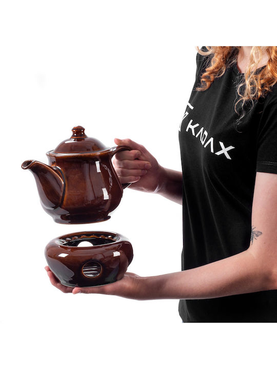 Kadax Чайник с Чаша Керамично Кафяв