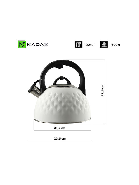 Kadax Teapot Stainless Steel White 2500ml