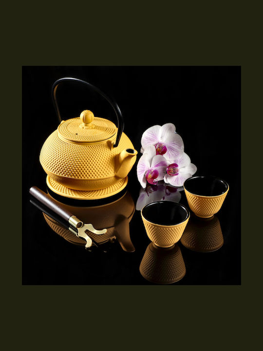 Kadax Teekanne mit Tasse Gusseisen Gelb 850ml