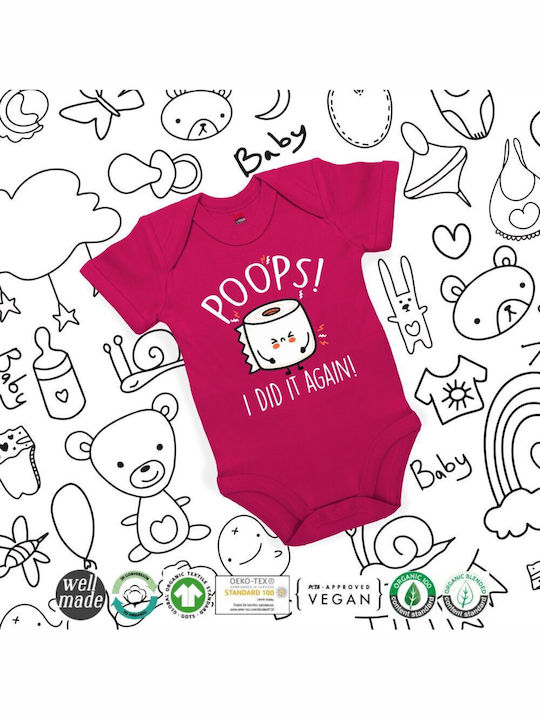 Koupakoupa Poops!...i Did It Again Baby Bodysuit Short-Sleeved Rose