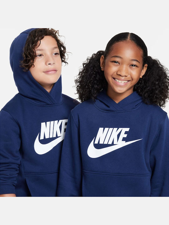 Полар Детски Суичър с Качулка и Джобове Син Sportswear Club