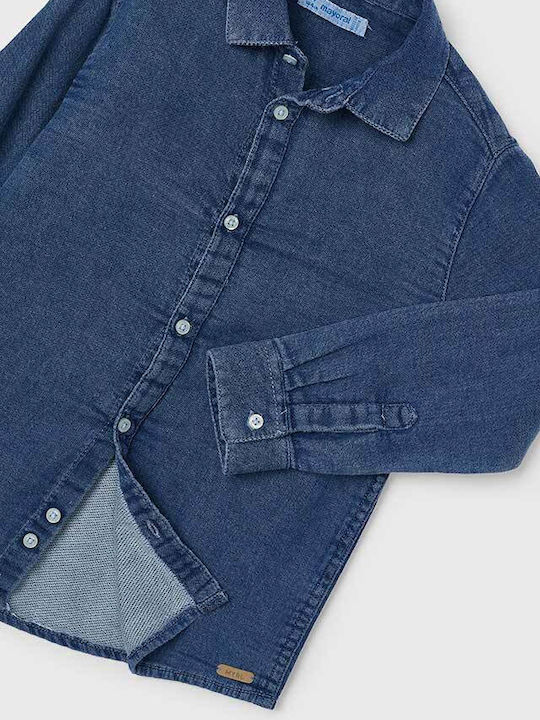 Kids Shirt Long Sleeve Denim Blue