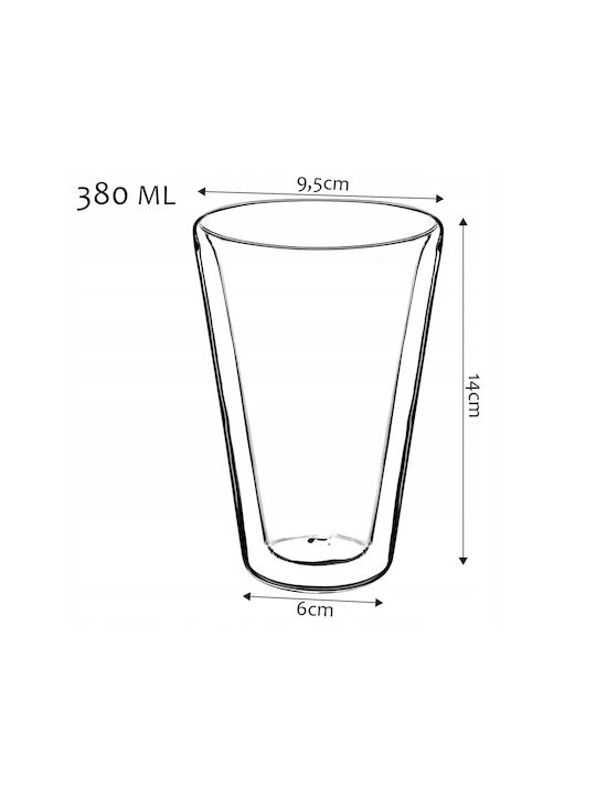 Kadax Set de pahare Cafea / Cafea grecească Freddo din Sticlă 2buc