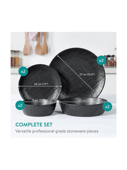 Navaris Black Ceramic Dinnerware Set 8pcs