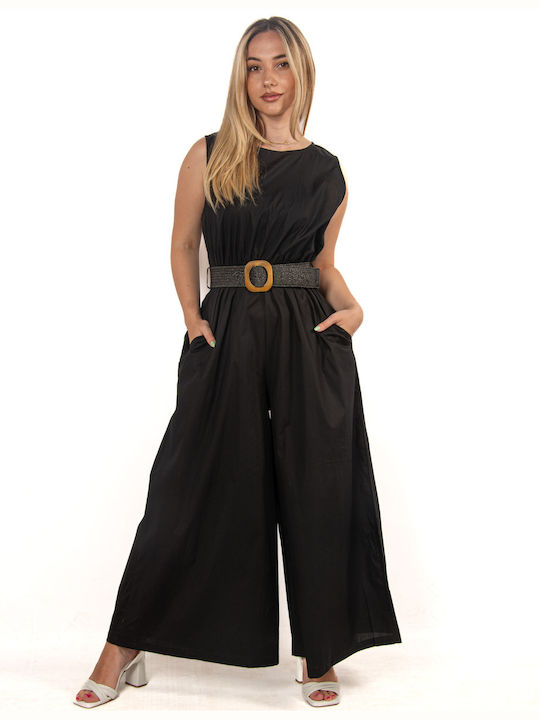 Schwarzer Jumpsuit mit Gürtel