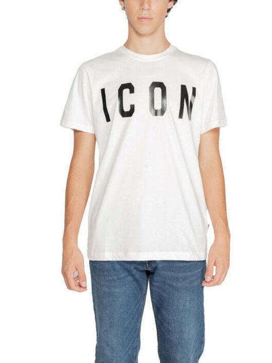 Icon T-shirt Bărbătesc cu Mânecă Scurtă Alb