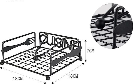 Tpster Χαρτοπετσετοθήκη Μεταλλική Μαύρη 18x18x7cm 36287