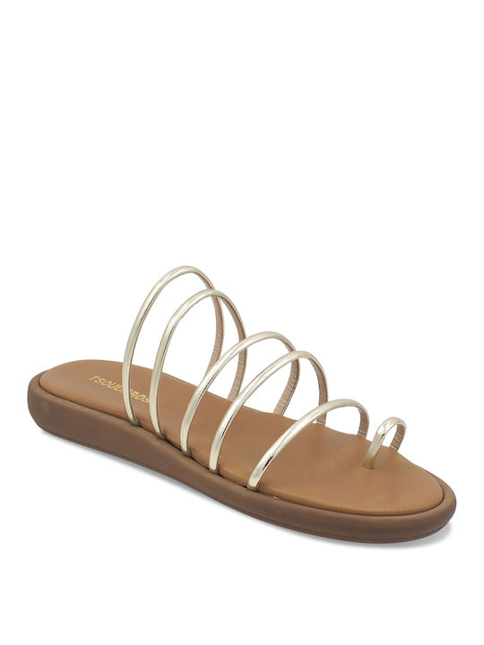 Tsouderos Shoes Women's Flat Sandals in Gold Color