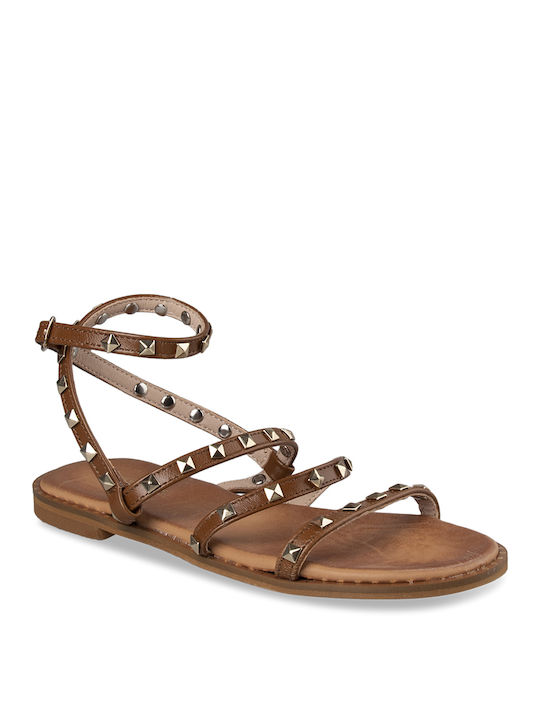 Tsouderos Shoes Women's Flat Sandals in Brown Color