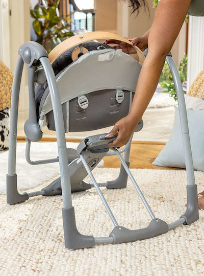 Ingenuity Elektrisch Baby Relax Schaukel Swing 'n Go Portable Swing mit Musik Gray für Kind bis 9kg