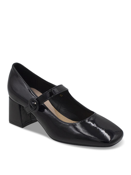 Tsouderos Shoes Synthetic Leather Black Heels with Strap