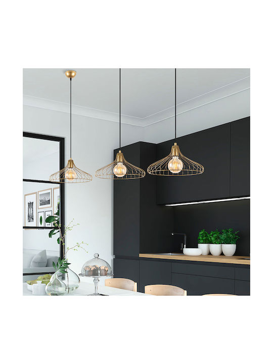 Depay Adjustable Pendant Light Gold Grid with Socket E27 36x36x120cm